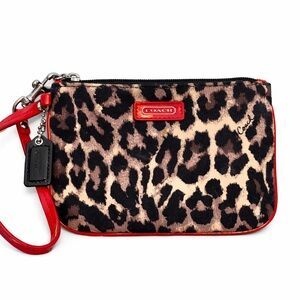 COACH Park Ocelot Small Zip Top Wristlet W/ COA